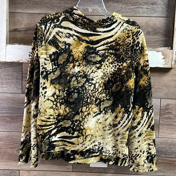 NWT Onque Casuals Animal Print Zip Up Jacket, Size L, Color: Rum Raisin - Picture 6 of 7